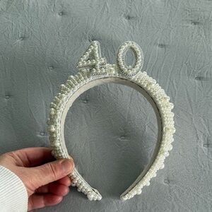 Pearl Embellished 40th Birthday Headband